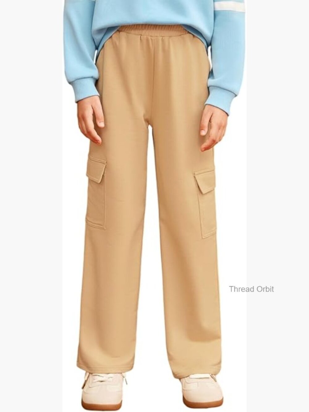 Girls Cargo Sweatpants Straight Leg 4 Pockets Elastic Waist